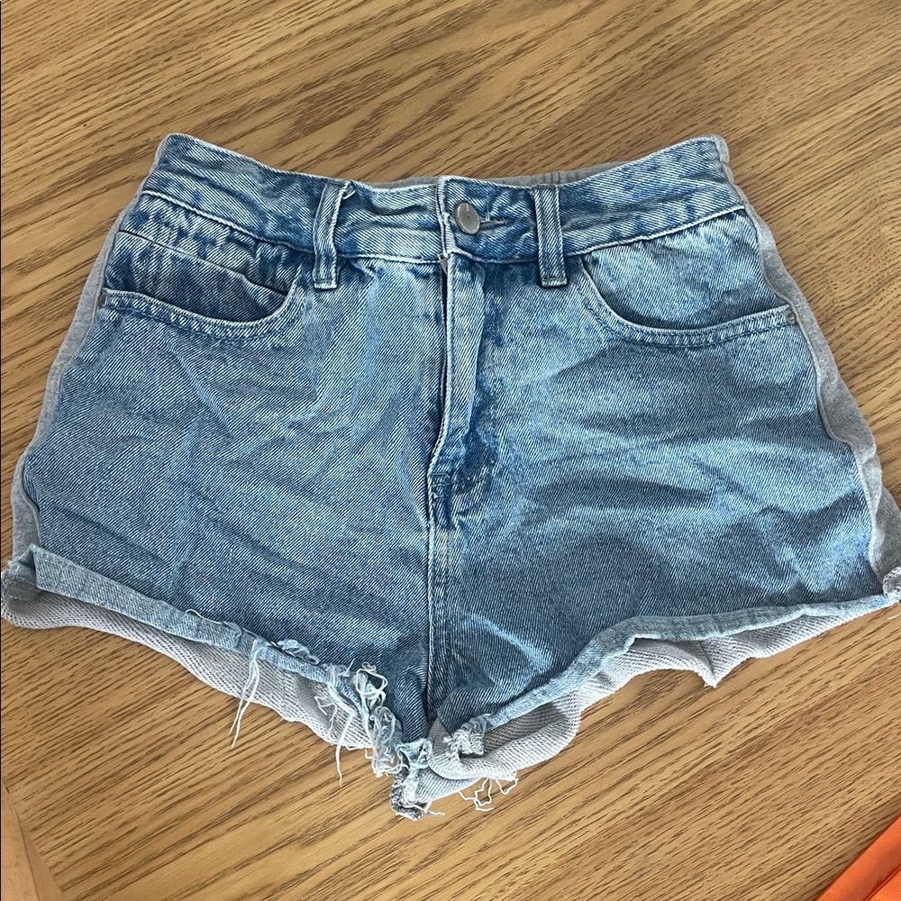Blue Jean Shorts in Front/Grey Cotton in Back for Women